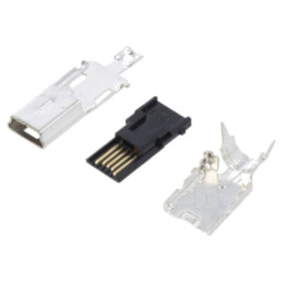 Conector: USB B mini; mufă; UX; pe cablu; lipire; PIN: 5; drept; tavă