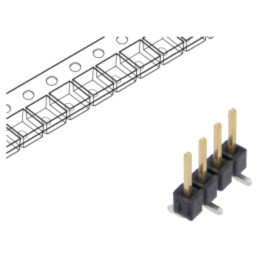 Conector: şiruri pini; tată; PIN: 4; 2,54mm; aurit; SMT; şir pini