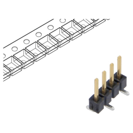 Conector: şiruri pini; tată; PIN: 4; 2,54mm; aurit; SMT; şir pini