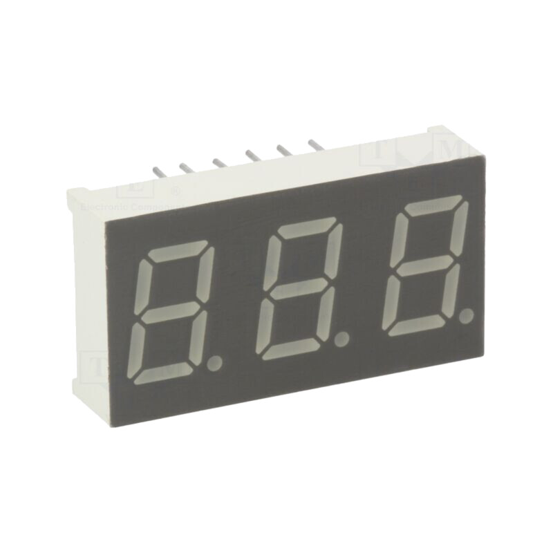 Afişaj: LED; cu 7 segmente; 10,2mm; 0,4"; Nr.car: 3; galben-verde Afişaj: LED; cu 7 segmente; 10,2mm; 0,4"; Nr.car: 3; galben-verde