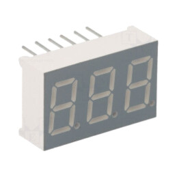 Afişaj: LED; cu 7 segmente; 9,2mm; 0,36"; Nr.car: 3; roşie; 30÷60mcd
