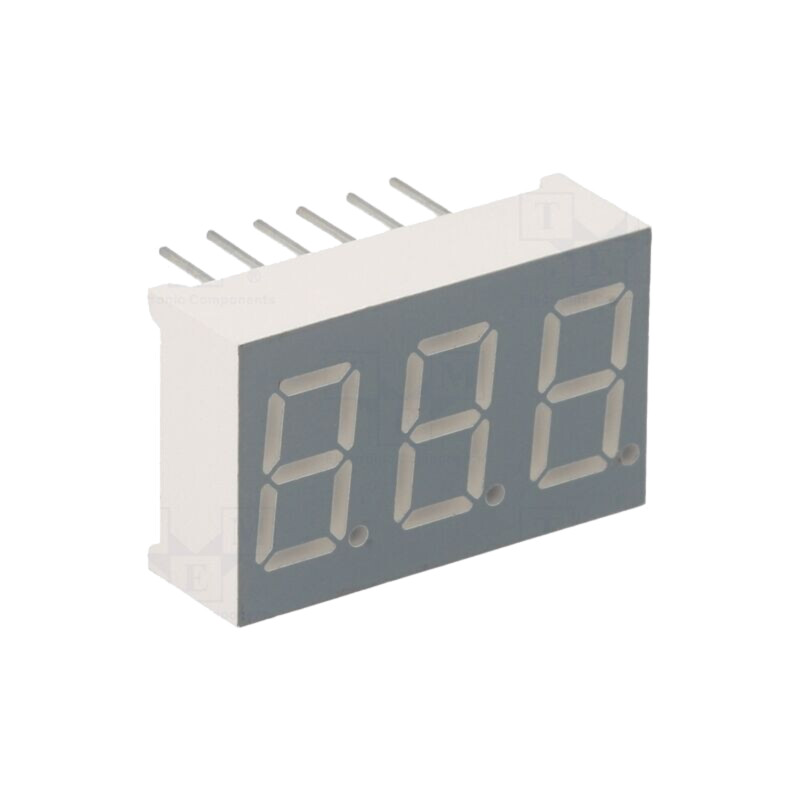 Afişaj: LED; cu 7 segmente; 9,2mm; 0,36"; Nr.car: 3; roşie; 30÷60mcd