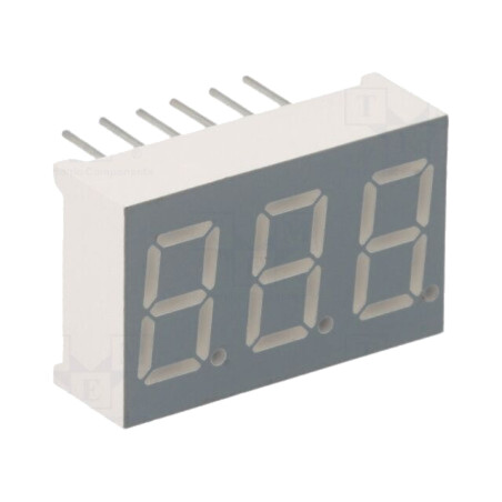 Afişaj: LED; cu 7 segmente; 9,2mm; 0,36"; Nr.car: 3; roşie; 30÷60mcd