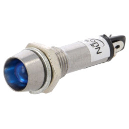 Lampă de control: LED; concav; albastră; 12VDC; Ø8,2mm; IP40; metal