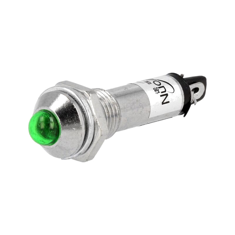 Lampă de control: LED; convex; verde; 12VDC; Ø8,2mm; IP40; pt.lipit