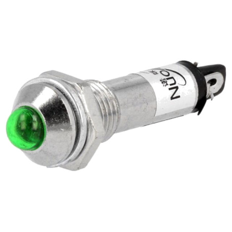 Lampă de control: LED; convex; verde; 12VDC; Ø8,2mm; IP40; pt.lipit