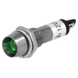 Lampă de control: LED; concav; verde; 12VDC; Ø8,2mm; IP40; pt.lipit
