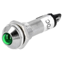 Lampă de control: LED; convex; verde; 24VDC; Ø8,2mm; IP40; pt.lipit