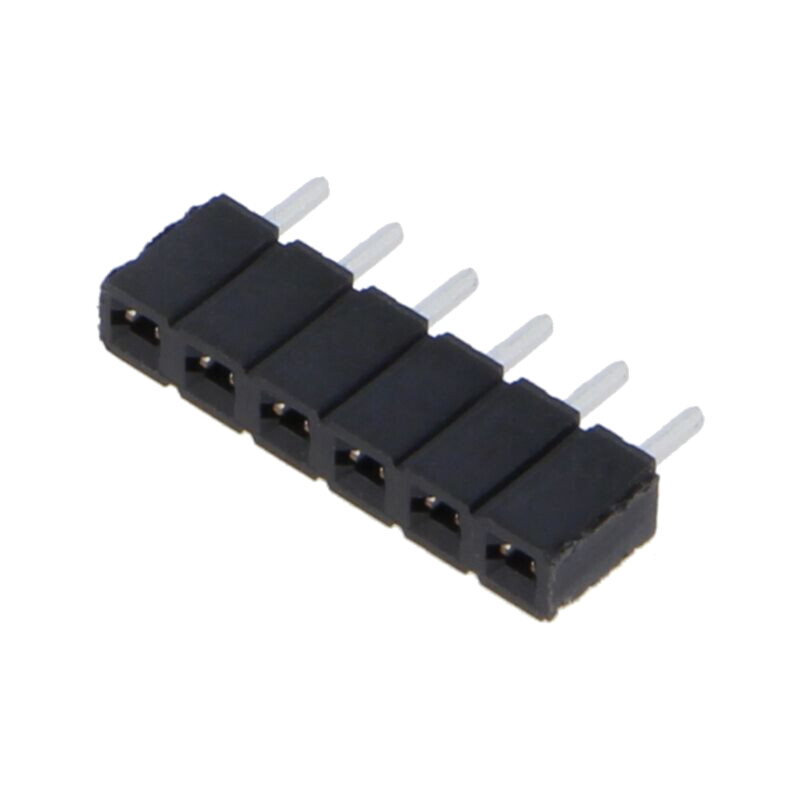 Conector: şiruri pini; mamă; PIN: 6; 2,54mm; cositorit; THT; soclu Conector: şiruri pini; mamă; PIN: 6; 2,54mm; cositorit; THT; soclu