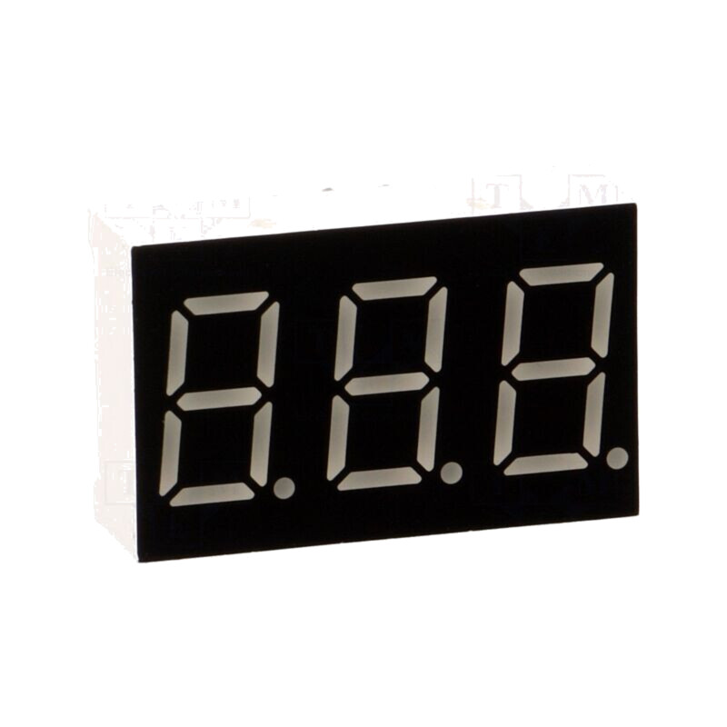 Afişaj: LED; cu 7 segmente; 9,14mm; 0,36"; Nr.car: 3; roşie; 6,5mcd