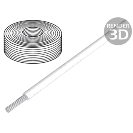 Cablu; litat; Cu; 22AWG; PVC; alb; 300V; 30m; CPR: fără clasificare