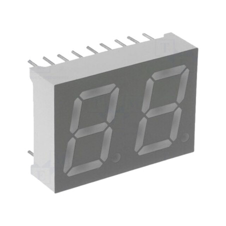 Afişaj: LED; cu 7 segmente; 13,2mm; 0,52"; Nr.car: 2; galben-verde