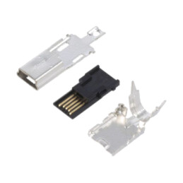 Conector: USB B mini; mufă; UX; pe cablu; lipire; PIN: 5; drept; tavă
