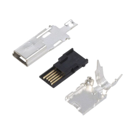 Conector: USB B mini; mufă; UX; pe cablu; lipire; PIN: 5; drept; tavă