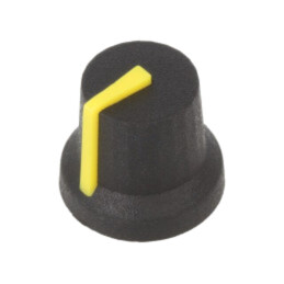 Buton rotativ; cu indicator; gumă,plastic; Øax: 6mm; Ø16,8x14,5mm