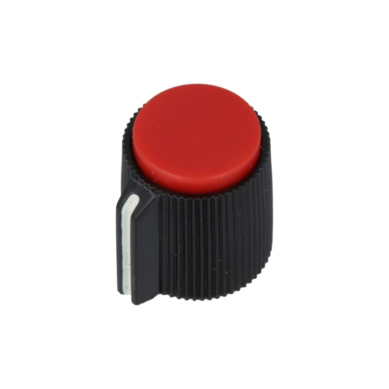 Buton rotativ; cu indicator; plastic; Øax: 6,35mm; Ø13x15mm; roşu