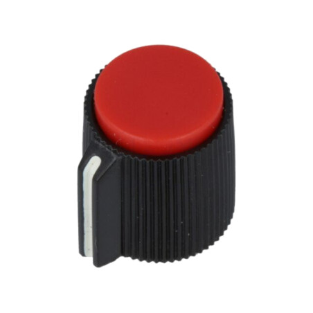 Buton rotativ; cu indicator; plastic; Øax: 6,35mm; Ø13x15mm; roşu