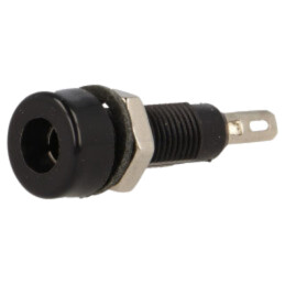 Conector: banană 4mm; soclu; 10A; 60VDC; neagră; nichelat; -10÷80°C
