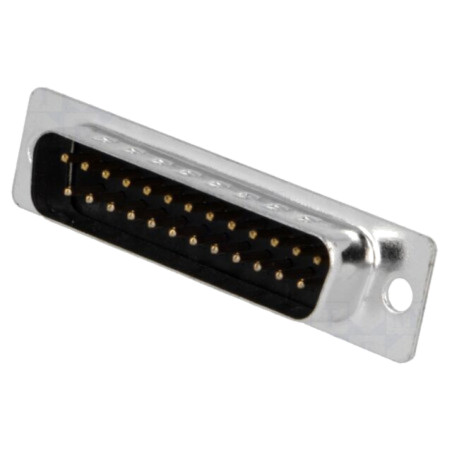 D-Sub; PIN: 25; mufă; tată; pe cablu; lipire; Placare: aurit