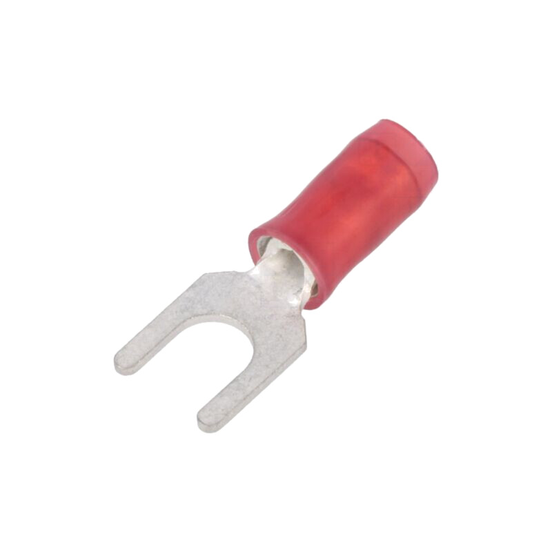 Vârf: furcă; M4; Ø: 4,3mm; 0,26÷1,65mm2; crimpat; pe cablu; izolată Vârf: furcă; M4; Ø: 4,3mm; 0,26÷1,65mm2; crimpat; pe cablu; izolată