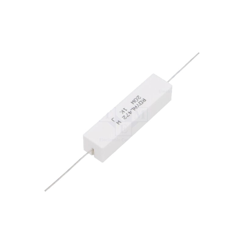 Rezistor: bobinat; cu ciment; THT; 1kΩ; 20W; ±5%; Ø0,75x35mm Rezistor: bobinat; cu ciment; THT; 1kΩ; 20W; ±5%; Ø0,75x35mm