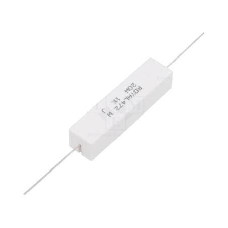Rezistor: bobinat; cu ciment; THT; 1kΩ; 20W; ±5%; Ø0,75x35mm