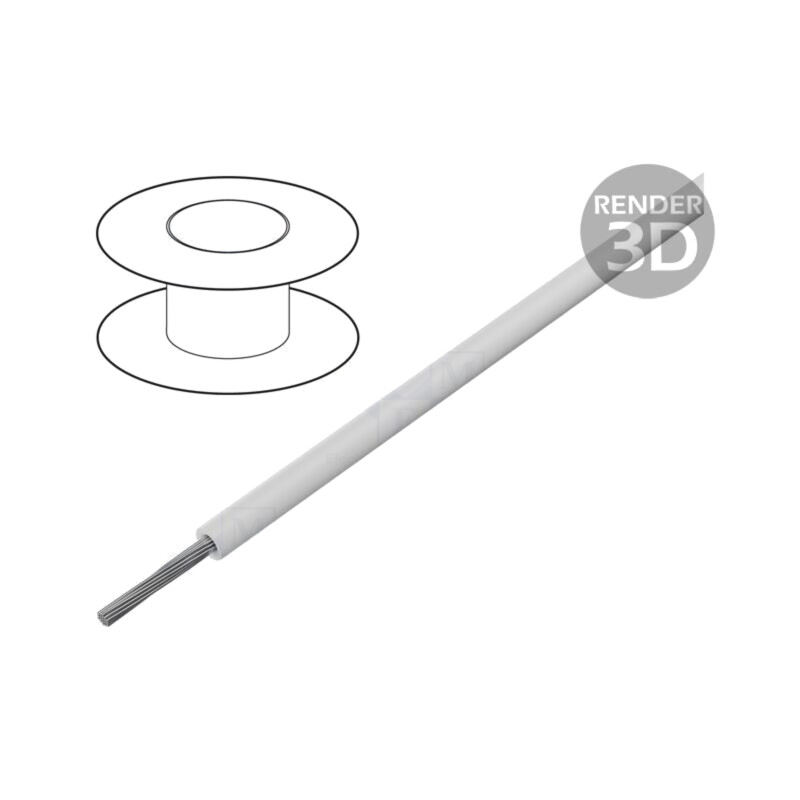 Cablu; litat; Cu; 28AWG; PVC; alb; 300V; 30m; CPR: fără clasificare Cablu; litat; Cu; 28AWG; PVC; alb; 300V; 30m; CPR: fără clasificare