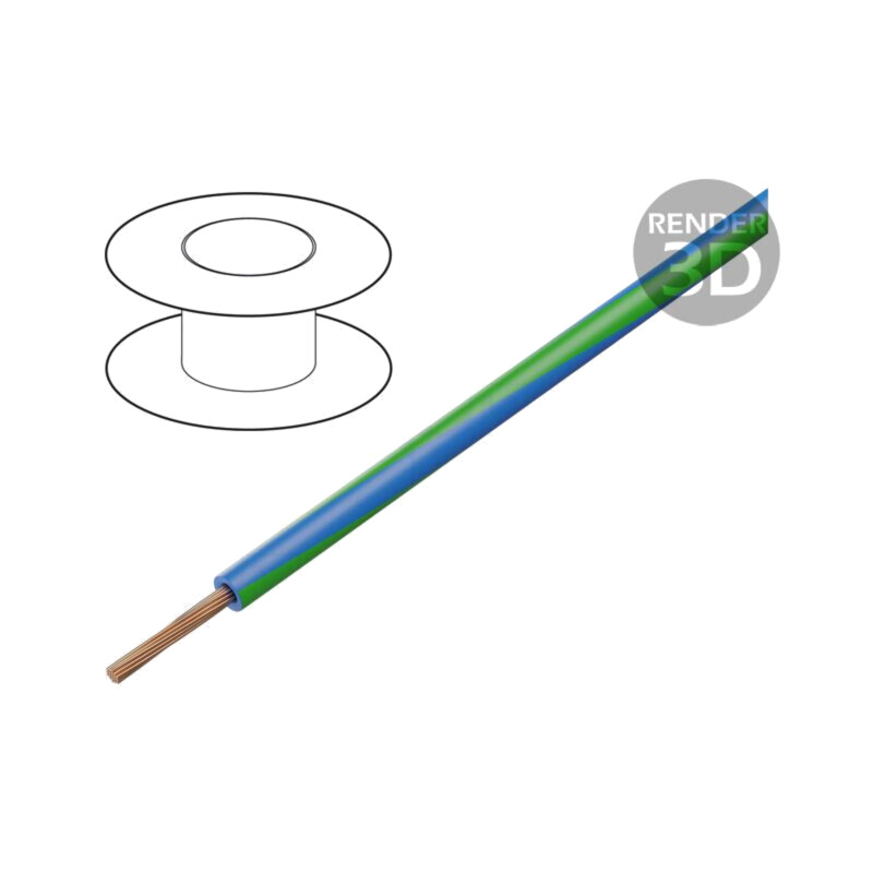 Cablu; X05V-K; litat; Cu; 0,75mm2; PVC; albastru-verde; 300V,500V Cablu; X05V-K; litat; Cu; 0,75mm2; PVC; albastru-verde; 300V,500V