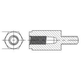 Manşon distanţier; hexagonală; poliamidă 66; M4; M4; Lung: 20mm