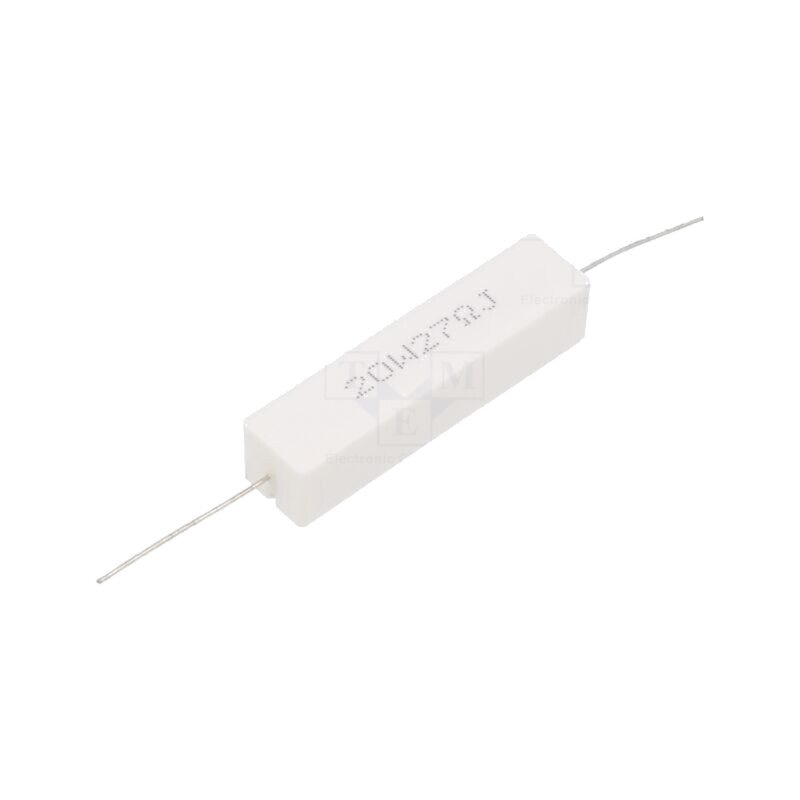Rezistor: bobinat; cu ciment; THT; 27Ω; 20W; ±5%; Ø0,8x35mm Rezistor: bobinat; cu ciment; THT; 27Ω; 20W; ±5%; Ø0,8x35mm