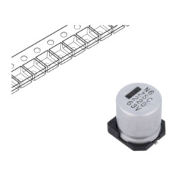 Condensator: electrolitic; low ESR; SMD; 220uF; 63VDC; ±20%