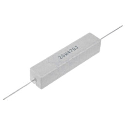 Rezistor: bobinat; cu ciment; THT; 4,7Ω; 20W; ±5%; Ø0,8x35mm
