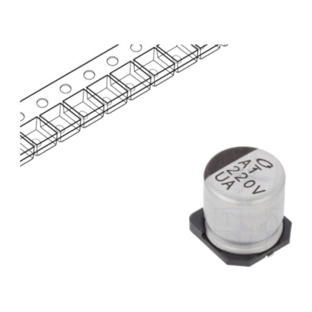 Condensator: electrolitic; SMD; 220uF; 35VDC; Ø10x10mm; ±20%; 5000h