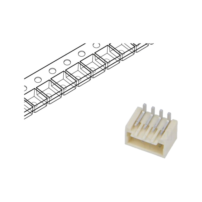 Conector: cablu-placă; Pico-SPOX; PIN: 4; SMT; verticală; soclu Conector: cablu-placă; Pico-SPOX; PIN: 4; SMT; verticală; soclu