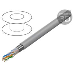 Cablu; F/UTP; 4x2x24AWG; 6; sârmă; CCA; PVC; gri; 100m; Øcablu: 6,2mm