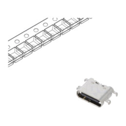 Conector: USB C; soclu; SMT; PIN: 6; orizontală; middle board mount