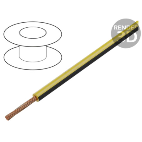 Cablu; FLRY-B; 1x1mm2; litat; Cu; PVC; galben-negru; 60V; 100m