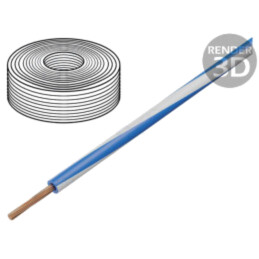 Cablu; H05Z-K; litat; Cu; 0,75mm2; LSZH; albastru-alb; 300V,500V
