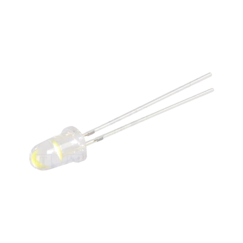 LED; 5mm; albă; 15°; Parte frontală: convex; 2,9÷3,4VDC; Nr.term: 2