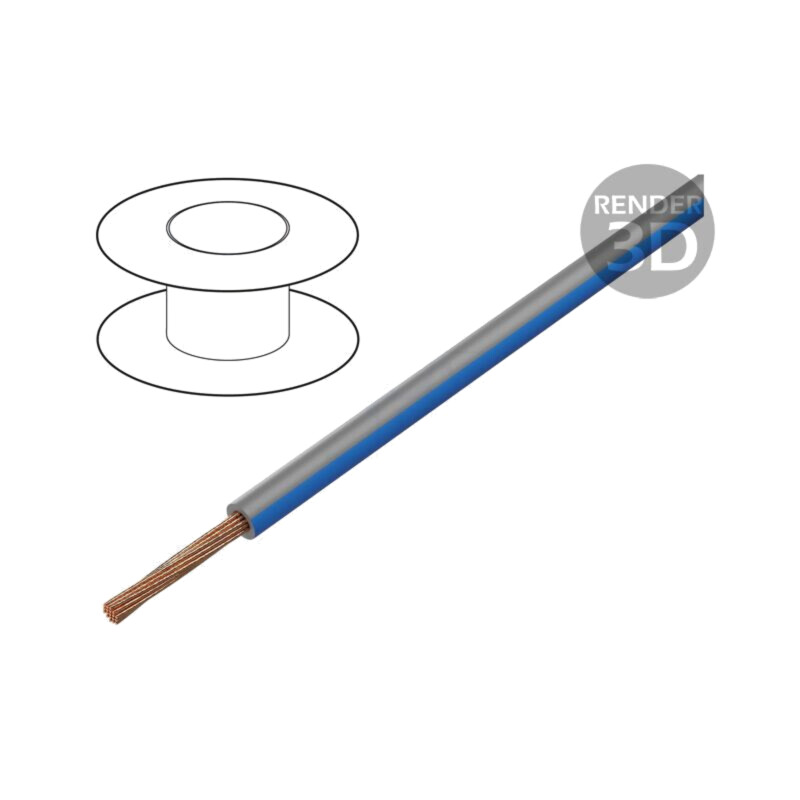 Cablu; H05V-K,LgY; litat; Cu; 0,35mm2; PVC; gri-albastru; 300V,500V