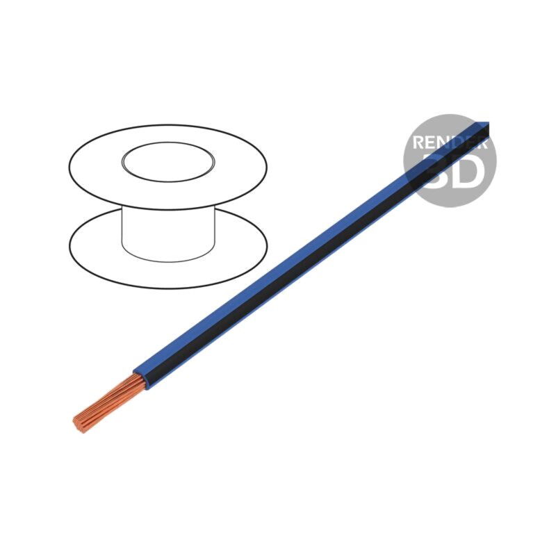 Cablu; X05V-K; litat; Cu; 0,5mm2; PVC; albastru-negru; 300V,500V