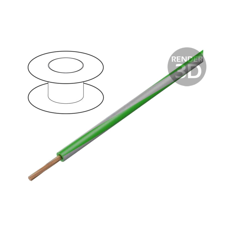 Cablu; H05V-K,LgY; litat; Cu; 0,35mm2; PVC; verde-gri; 300V,500V Cablu; H05V-K,LgY; litat; Cu; 0,35mm2; PVC; verde-gri; 300V,500V