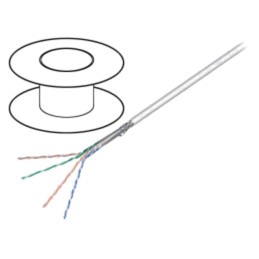 Cablu; SF/UTP; 4x2x26AWG; 5e; litat; CCA; PVC; gri; 100m