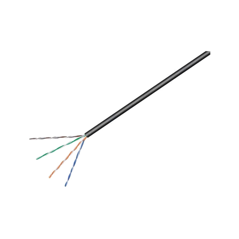 Cablu; U/UTP; 4x2x24AWG; 5e; la exterior; sârmă; CCA; PE; negru; 100m Cablu; U/UTP; 4x2x24AWG; 5e; la exterior; sârmă; CCA; PE; negru; 100m