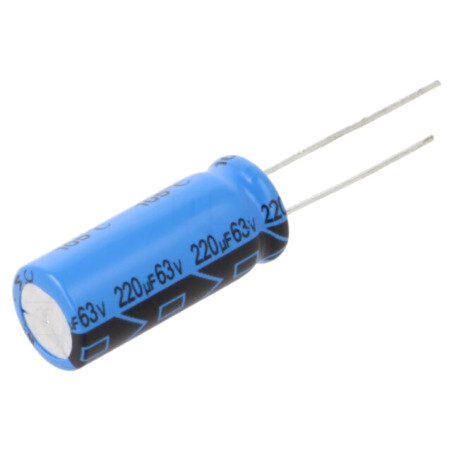 Condensator: electrolitic; THT; 220uF; 63VDC; Raster: 5mm; ±20%