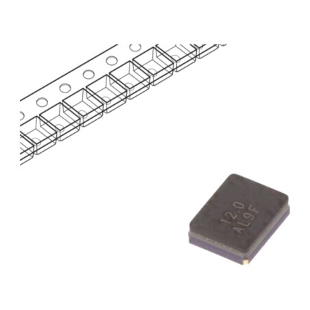 Rezonator: ceramic; 12MHz; SMD; 3,2x2,5x1mm; -40÷85°C; 18pF; ±20ppm