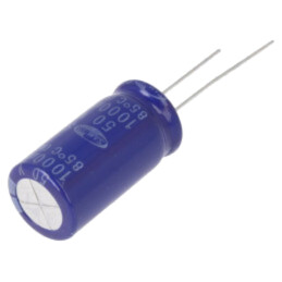 Condensator: electrolitic; THT; 1mF; 50VDC; Ø12,5x25mm; ±20%; 2000h