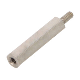 Piuliţă-distanţieră filetată; 18mm; Filet int: M2; Filet ext: M2