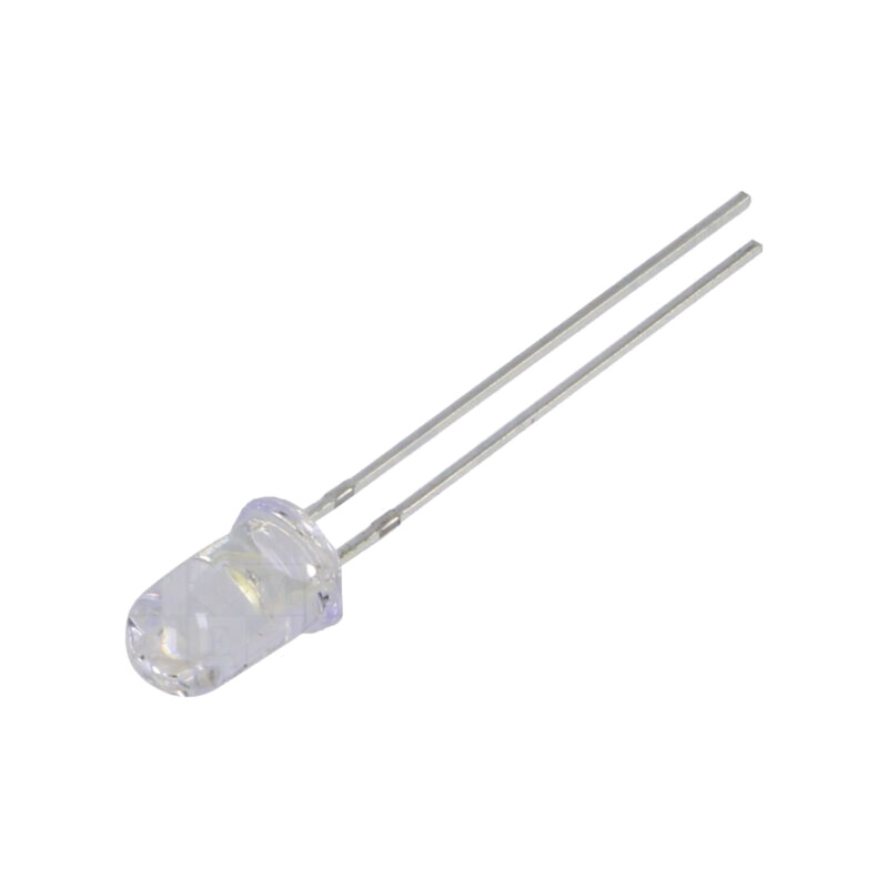 LED; 5mm; alb rece; 60000÷70000mcd; 15°; Parte frontală: convex