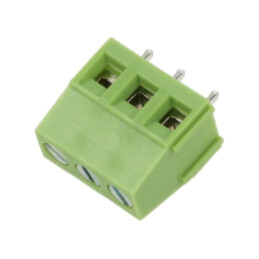 Regletă de conexiuni pt.PCB; în unghi 90°; 5mm; piste: 3; verde